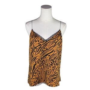 BCBGeneration Bronze Animal Print Cami M NWT Lace Trim Cowl Back Y2K